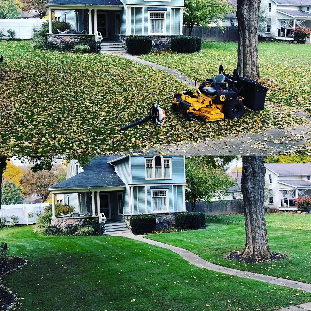 Home in Lenawee, MI needing a fall yard clean up.